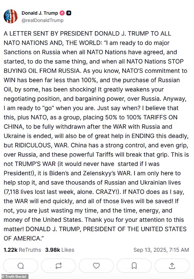 Trump Threatens NATO Allies Over Russian Oil Purchases, Ukraine War Tensions Rise