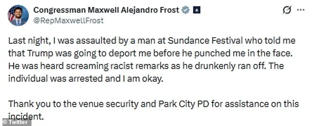 Congressman Maxwell Frost Allegedly Racially Assaulted at Sundance Film Festival Party: Incident Sparks Widespread Concern