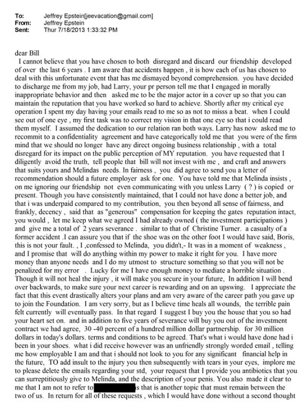 New DOJ Documents Reveal Alleged 2013 Claims by Epstein Regarding Bill Gates and Sexual Health Concerns