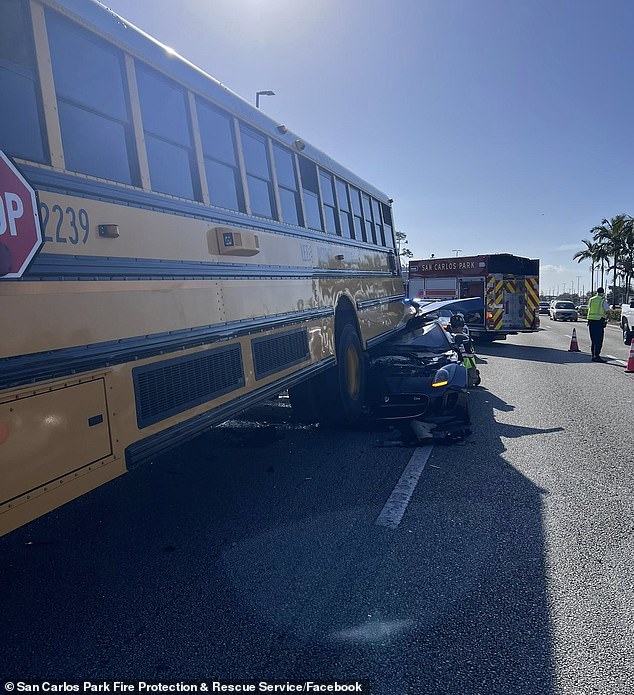 High-Speed Jaguar Crash Into School Bus in Fort Myers Leaves No Serious Injuries