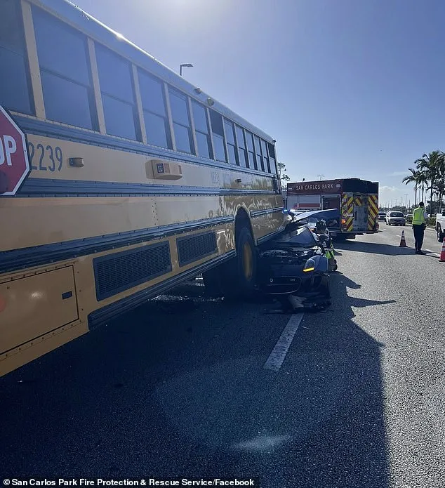 High-Speed Jaguar Crash Into School Bus in Fort Myers Leaves No Serious Injuries