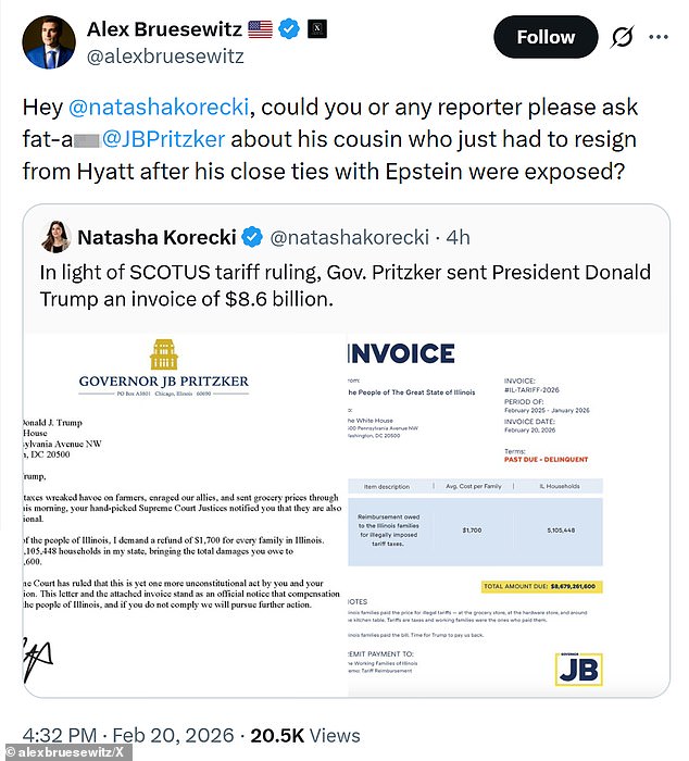 Trump vs. Pritzker: $8.6 Billion Invoice Sparks Legal and Political Clash Over Tariff Ruling