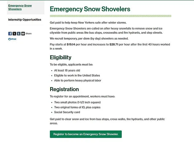 New York Mayor's Snow Shoveling Job Call Faces Criticism Over ID Requirements, Clashing With DSA Principles