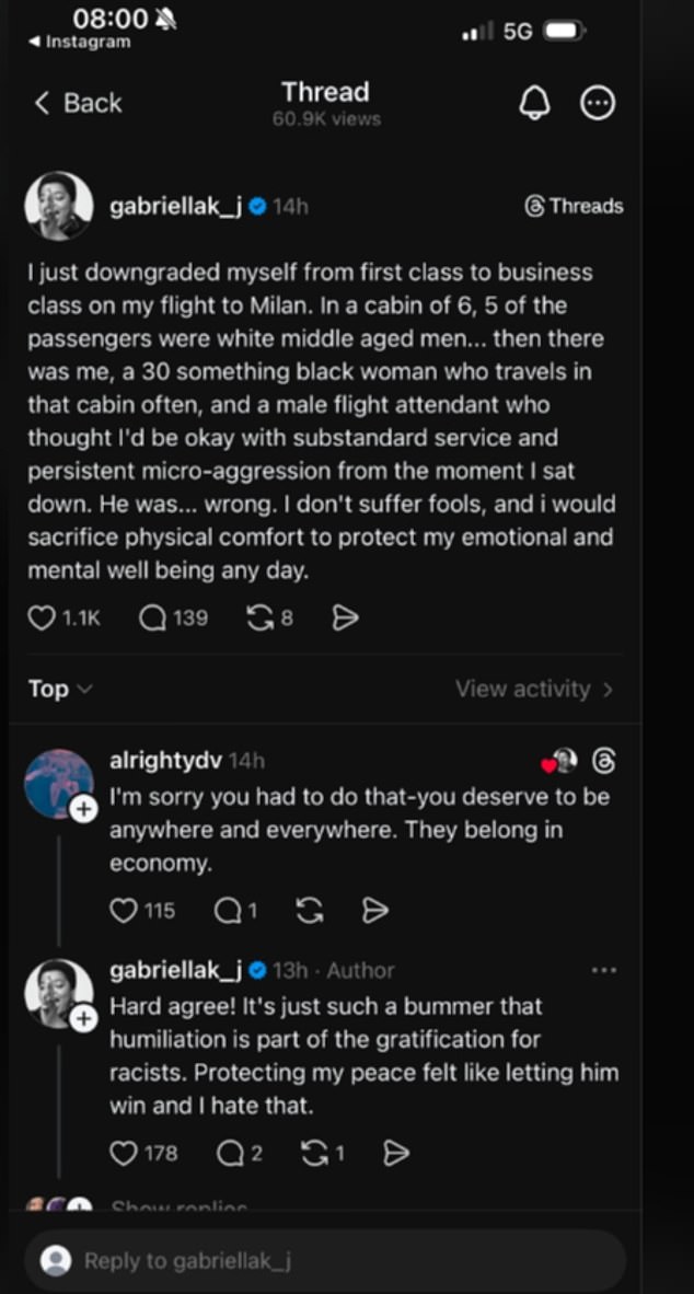 Gabriella Karefa-Johnson Chooses Business Class Over First Class Amid Demographic Concerns