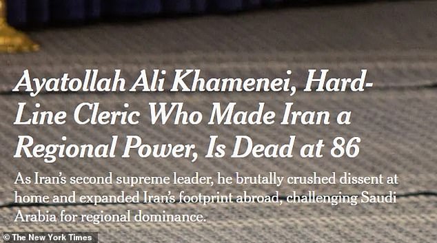New York Times Cited for Overly Neutral Headline on Khamenei's Death Amid Outcry