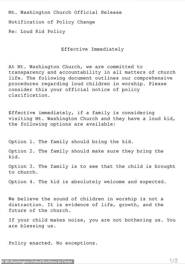 Pennsylvania Church's 'Loud Kids' Policy Ignites National Firestorm