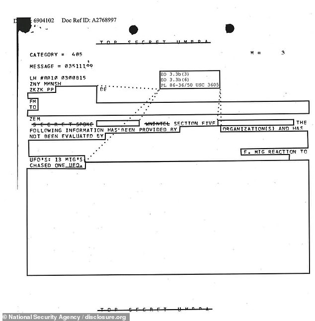Declassified NSA reports reveal Cold War jets scrambling to intercept UFOs.