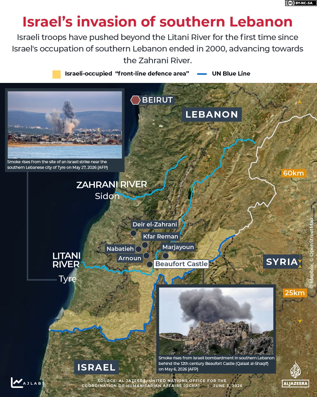 Israel expands de facto control over Gaza, Lebanon, and Syria.