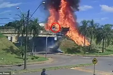 Brazil Truck Driver Escapes Fireball Collision