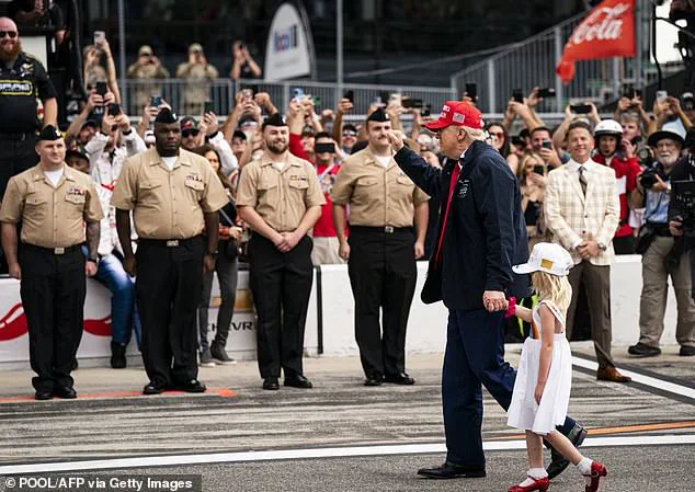 Carolina Trump waves to fans from grandfather's limousine at Daytona 500