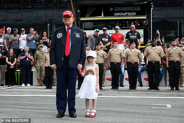 Carolina Trump waves to fans from grandfather's limousine at Daytona 500