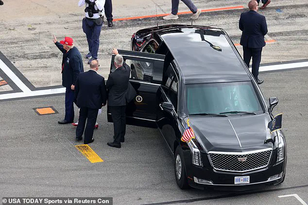 Carolina Trump waves to fans from grandfather's limousine at Daytona 500