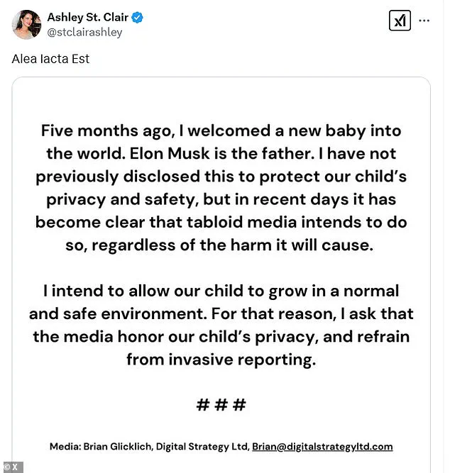 Elon Musk's Baby Mama Revealed: Ashley St. Clair