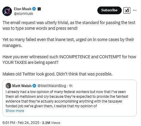 Musk's Email Sparked a Debate: Is Federal Bureau Incompetent or Contemptuous?