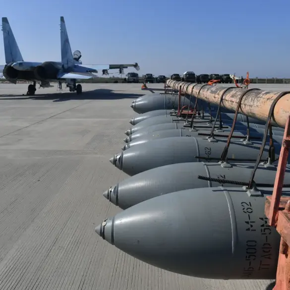 Russian Airbase Reveals Bomb Logistics with Tractor Hauling Eight Bombs