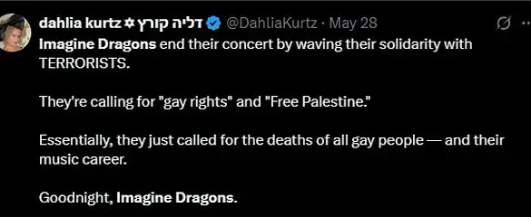 Dan Reynolds Sparks Global Controversy with Palestinian Flag Display During Milan Concert, Amid Juxtaposition with 'Radioactive' Lyrics
