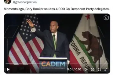 Democratic Senator Cory Booker's Hand Gesture Sparks Controversy at California Convention