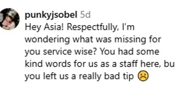 Food Influencer Asia's Etra Restaurant Review Sparks Public Server Reaction on Instagram