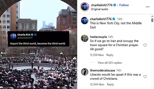 Charlie Kirk's Controversial Social Media Post Juxtaposes Muslim Prayer Video with Provocative Caption
