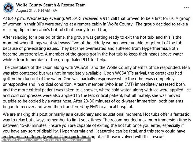 Elderly Women Rescued After Hot Tub Incident in Remote Campton, Kentucky: A Cautionary Tale